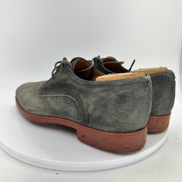 John Varvatos Men Size 7.5 Grey Suede Plain Toe Comfort Derby Dress Shoes - Picture 7 of 15